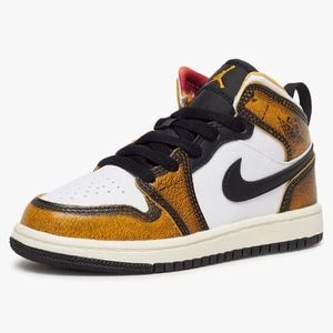 NWT Jordan Little Kid's 1 Mid SE Wear Away Black/Taxi-White-Sail Size 2y